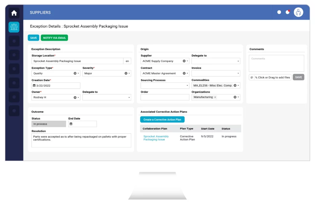 Ecran Sourcing Stratégique de la solution S2P d'Ivalua
